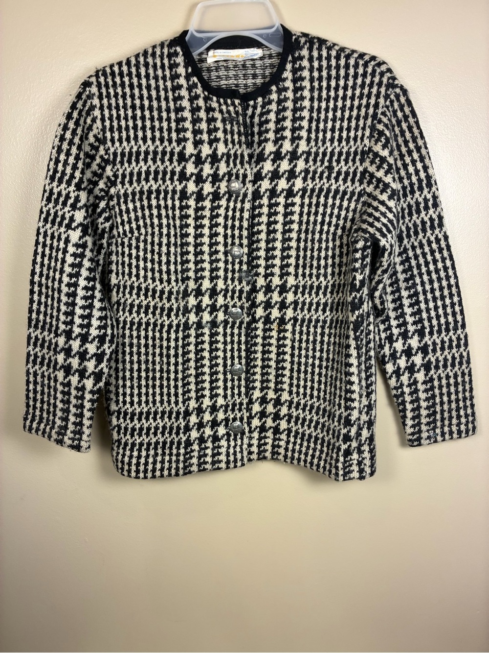 VTG Original Iceland Sweden 100% Scandinavian Lambs Wool Cardigan Sweater